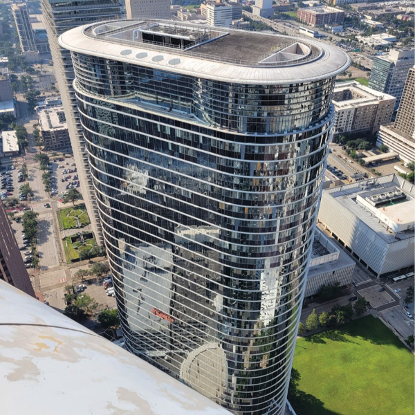 Hurricane damage on building in Houston